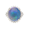 GIA Cert. 8.45 Ct Black Opal &amp; Diamond Halo Platinum Ring