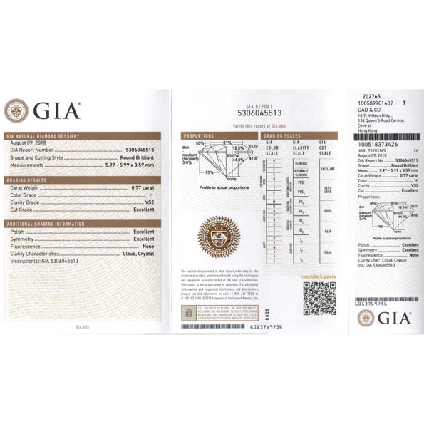 GIA Certified 0.51 Carat Round Cut Diamond 18K White Hidden Halo Engagement Ring