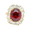 GIA Certified 10.40 Carat Red Zircon & Diamond Ballerina Cocktail Ring