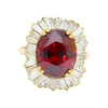 GIA Certified 10.40 Carat Red Zircon & Diamond Ballerina Cocktail Ring