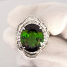 GIA Certified 10.47 Carat Green Oval Cut Tourmaline & Diamond in Platinum Cocktail Ring