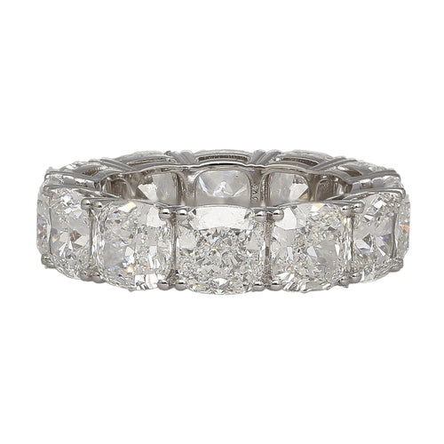 GIA Certified 12.75 Carat Cushion Cut Lab Diamond 18K White Gold Eternity Band