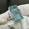 GIA Certified 16.70 Carat Aquamarine and Diamond Vintage Cocktail Ring