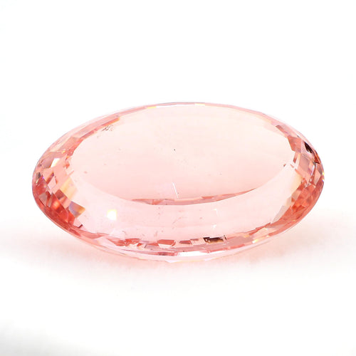 GIA Certified 176 Carat Oval Orangy Pink Morganite Bezel Pendant Necklace