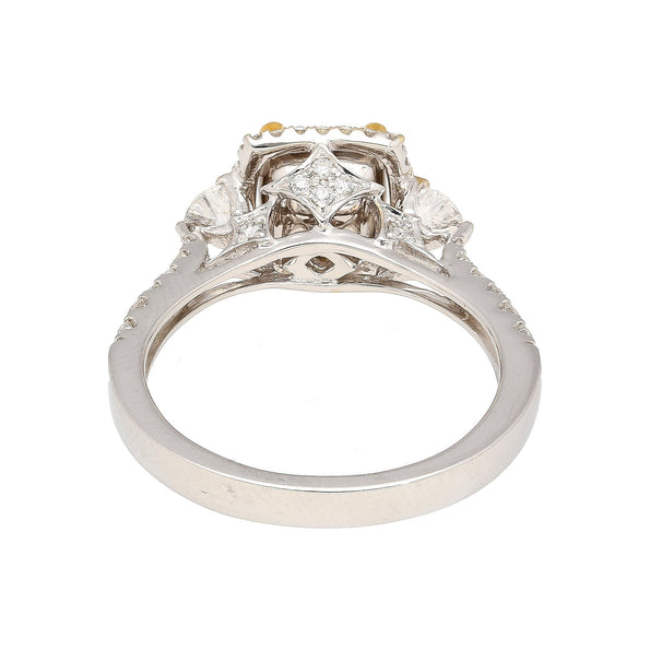 GIA Certified 1.24 Carat Radiant Cut Yellow (Y-Z) Diamond Engagement Ring in 18K White Gold