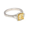 GIA Certified 1.24 Carat Radiant Cut Yellow (Y-Z) Diamond Engagement Ring in 18K White Gold