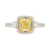 GIA Certified 1.24 Carat Radiant Cut Yellow (Y-Z) Diamond Engagement Ring in 18K White Gold