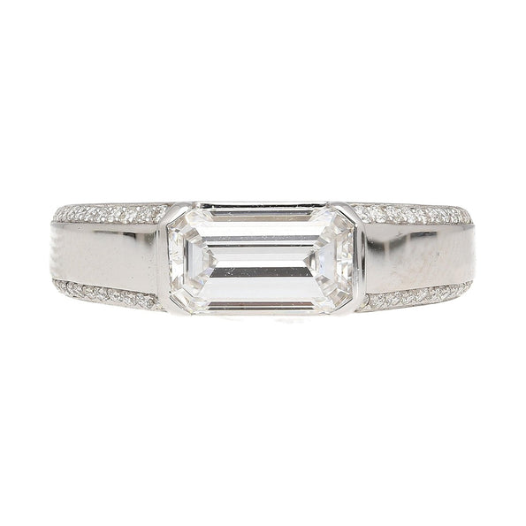 GIA Certified 1.33 Carat Emerald Cut D/VVS2 Diamond East West Band Ring
