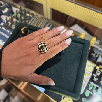 Ring a cupola in oro 18K smaltato con diamante Fancy Orangy Brown da 1,38 carati certificato GIA – Assay Jewelers