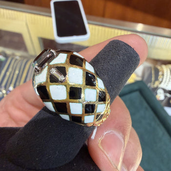 Ring a cupola in oro 18K smaltato con diamante Fancy Orangy Brown da 1,38 carati certificato GIA – Assay Jewelers