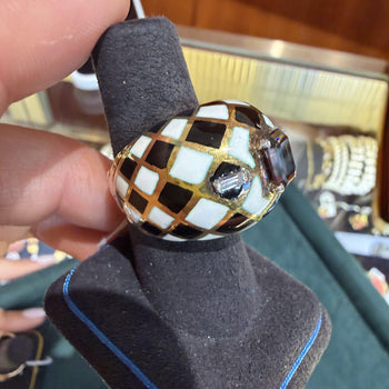 Ring a cupola in oro 18K smaltato con diamante Fancy Orangy Brown da 1,38 carati certificato GIA – Assay Jewelers