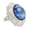 GIA Certified 26 Carat Sapphire Cabochon & Diamond Art Deco Dome 18K Ring