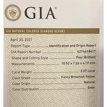 GIA Certified 2.07 Carat Pear-Shape Fancy Yellow & White Diamond Platinum Ring – Assay Jewelers