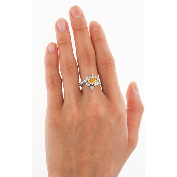 GIA Certified 2.17 Carat TW Fancy Intense Orange Shield Mixed Cut Diamond Ring