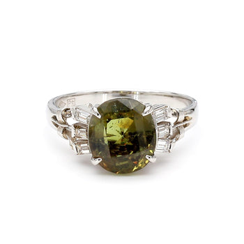 GIA Certified 2.62 Carat Oval Green Alexandrite & Diamond Platinum Vintage Ring – Assay Jewelers