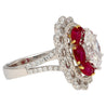 GIA Certified 2.8 Carat Oval Lab Diamond & Ruby Halo Floral 18K Ring