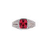 GIA Certified 3 Carat No Heat Red Spinel & Diamond Cocktail Platinum Ring