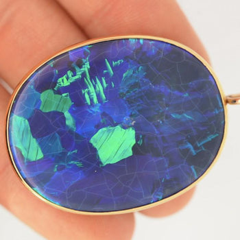 GIA Certified 35 Carat Marcus & Co Australian Black Opal in 18K Gold Pendant – Assay Jewelers