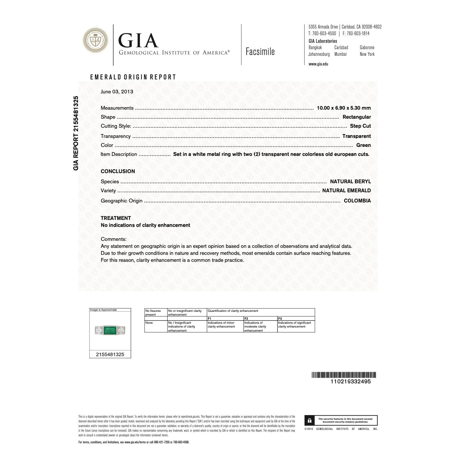 GIA Certified 3.10 Carat No Oil Muzo Colombian Emerald & Old Cut Diamond Ring
