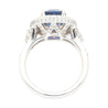 GIA Certified 3.12 Carat Cushion Cut No Heat Sapphire & Diamond Ring