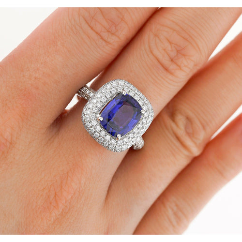 GIA Certified 3.25 Carat No Heat Color Change Blue Sapphire Ring