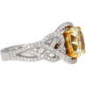 GIA Certified 3.25 Carat Yellow Diamond Interlocking Heart Shank Engagement Ring