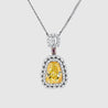 GIA Certified 3.28 Carat Fancy Intense Yellow Shield Kite Cut Natural Diamond Pendant Necklace
