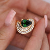 GIA Certified 3.55ct Pear Cut Tsavorite Diamond Cocktail Ring