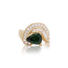 GIA Certified 3.55ct Pear Cut Tsavorite Diamond Cocktail Ring