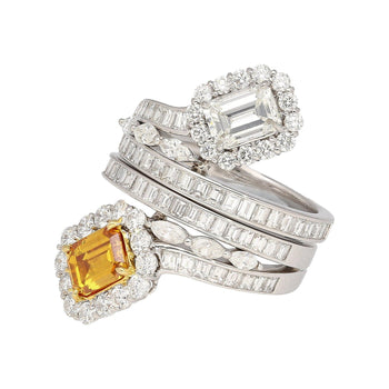 GIA Certified 3.81 Carat Detachable Two-Piece Toi Et Moi Ring in 18K White Gold – Assay Jewelers
