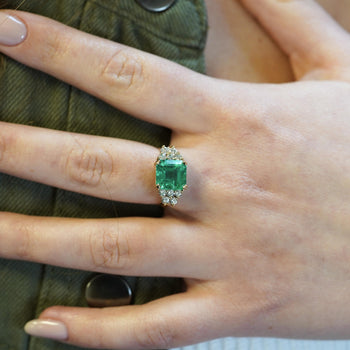 GIA Certified 4 Carat Colombian Minor Oil Emerald & Diamond Engagement Ring – Assay Jewelers