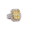 GIA Certified 4.12 Carat Fancy Yellow VS1 Radiant Diamond Halo Engagement Ring