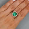 GIA Certified 4.3 Carat Colombian Emerald 18K Gold Button Sunburst Ring
