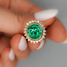 GIA Certified 4.3 Carat Colombian Emerald 18K Gold Button Sunburst Ring
