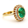 GIA Certified 4.3 Carat Colombian Emerald 18K Gold Button Sunburst Ring