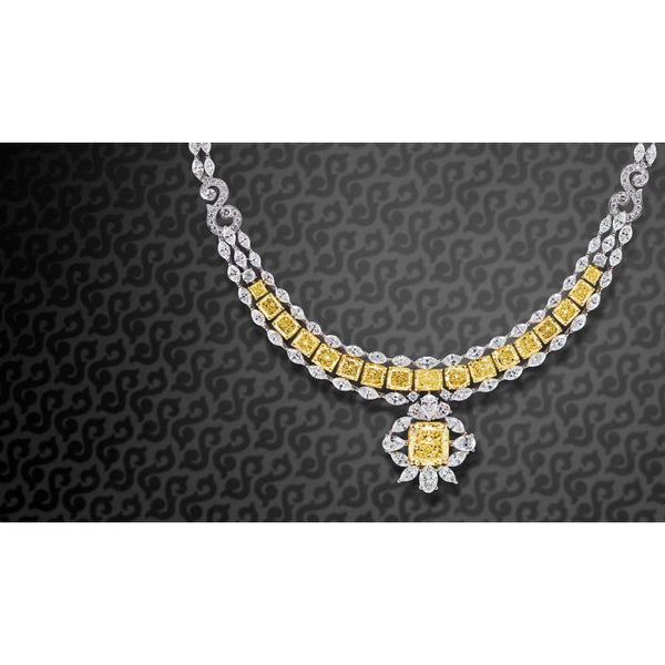 GIA Certified 50 Carat Fancy Yellow Diamond Necklace in 18K Gold