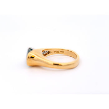 Bague contour sertie de zircon bleu ovale de 5,25 carats et diamants, certifiée GIA, signée Richard Krementz – Assay Jewelers