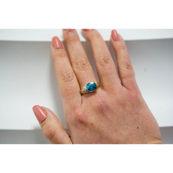 Bague Bypass certifiée GIA, ovale, 5,25 carats, zircon bleu et diamant, signée Richard Krementz – Assay Jewelers