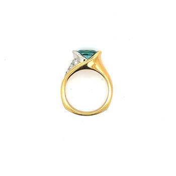 Bague bypass certifiée GIA, zircon bleu taille ovale de 5,25 carats et diamants, signée Richard Krementz – Assay Jewelers