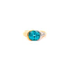 GIA Certified 5.25 Carat Oval Cut Blue Zircon & Diamond Bypass Ring Signed Richard Krementz