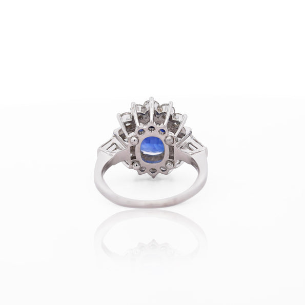 GIA Certified 5.35 Carat Cushion Cut Burma Sapphire Vintage Ring
