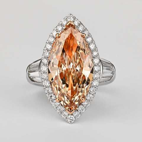 GIA Certified 5.69 Carat Fancy Light Brown-Yellow Marquise Diamond Ring