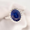 GIA Certified 6.01 Carat Sapphire & Diamond in Halo Engagement Ring