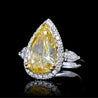 GIA Certified 6.06 Carat Fancy Intense Yellow Pear Cut Diamond 18K Ring