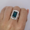 GIA Certified 6.40 Carat Blue Indicolite Tourmaline Vintage Retro Platinum Ring