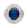 GIA Certified 6.75 Carat Oval Blue Sapphire and Diamond Ballerina Ring