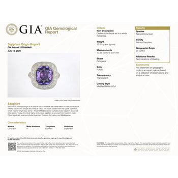 GIA Certified 7 Carat Purple Sri Lanka Sapphire Diamond Halo 18K White Gold Ring – Assay Jewelers