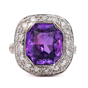 GIA Certified 7 Carat Purple Sri Lanka Sapphire Diamond Halo 18K White Gold Ring – Assay Jewelers