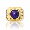 GIA Certified 7.6 Carat Color Change Star Sapphire & Diamond 14K Gold Men's Ring