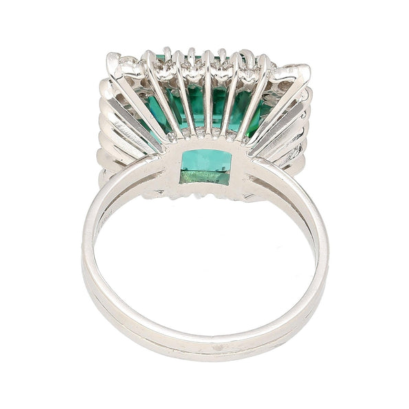 GIA Certified 8.17 Carat Tourmaline and Diamond Halo Square Shape Platinum Ring